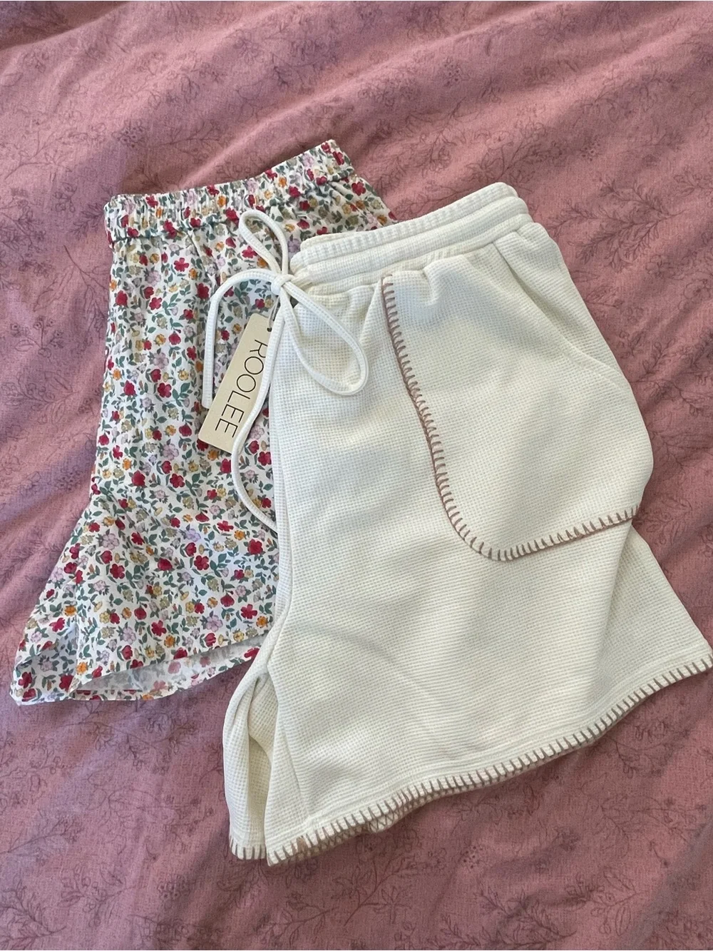 Roolee Cream Knit shorts and Floral shorts - Picture 1 of 6